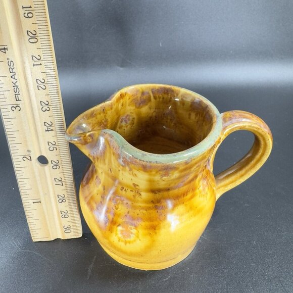 Vintage Hand Made Pottery Stoneware Small Pitcher Carafe Creamer Artist Signed - Picture 4 of 11